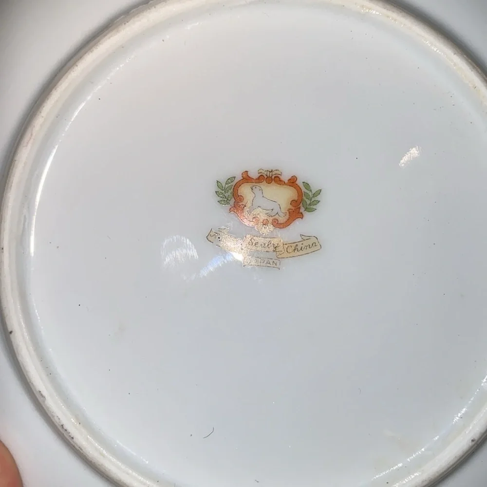 Vintage Royal Sealy China Japan Teacup Saucer Pink with Quails Gold Trim